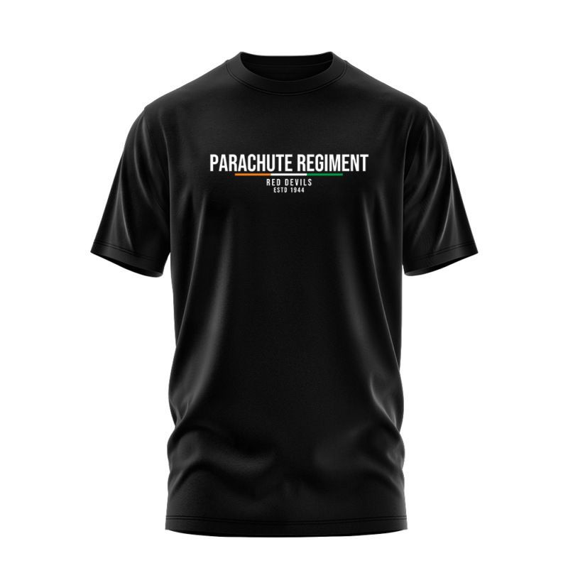 Parachute Regiment Red Devils T-Shirt with Bold Regiment Text in Oversized