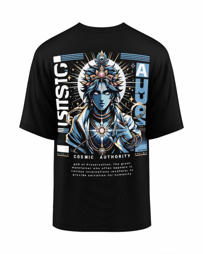 “Cosmic Authority” Oversized T-Shirt – Anime Style Vishnu Design
